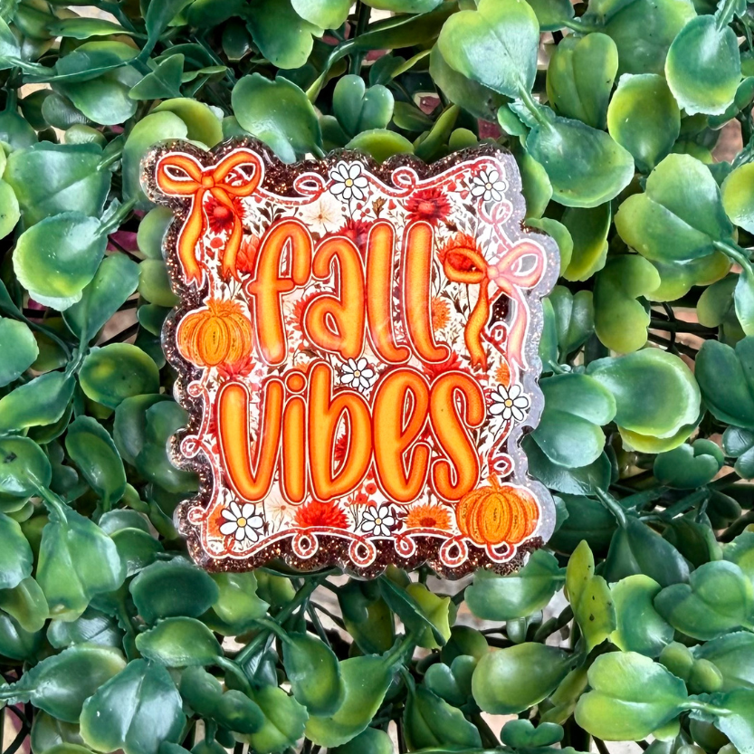 PYP-Fall Vibes Pumpkin and Bows Glitter Acrylic Topper
