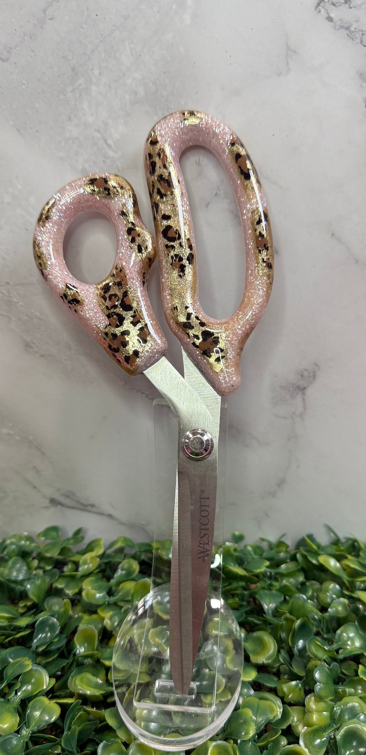 Pink Glitter & Leopard Accents-Multipurpose. Scissors