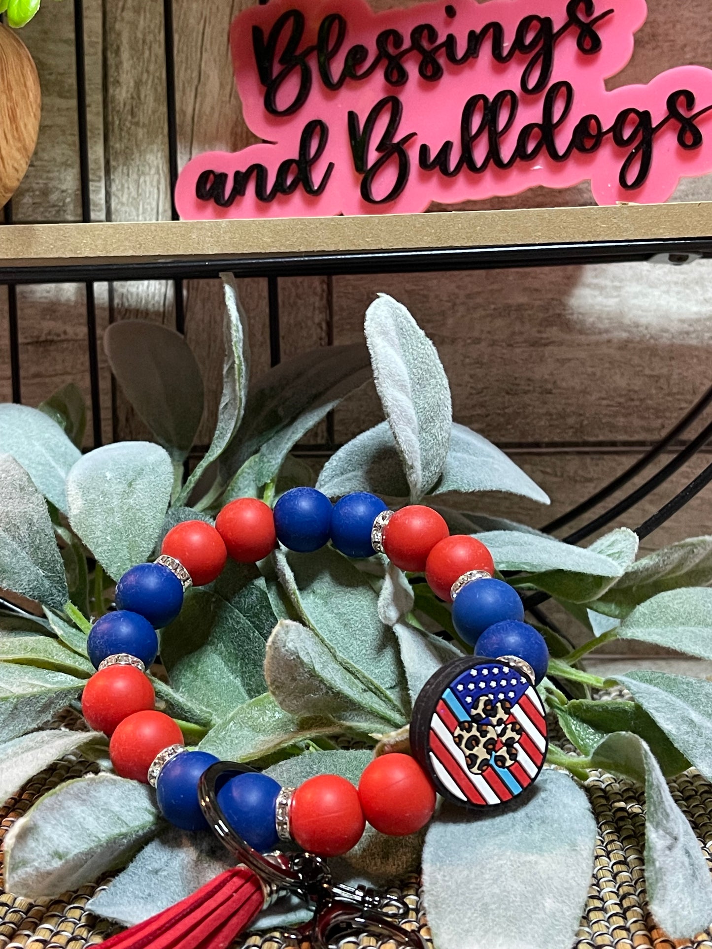 Red White and Blue American Dog Paw Wristlet