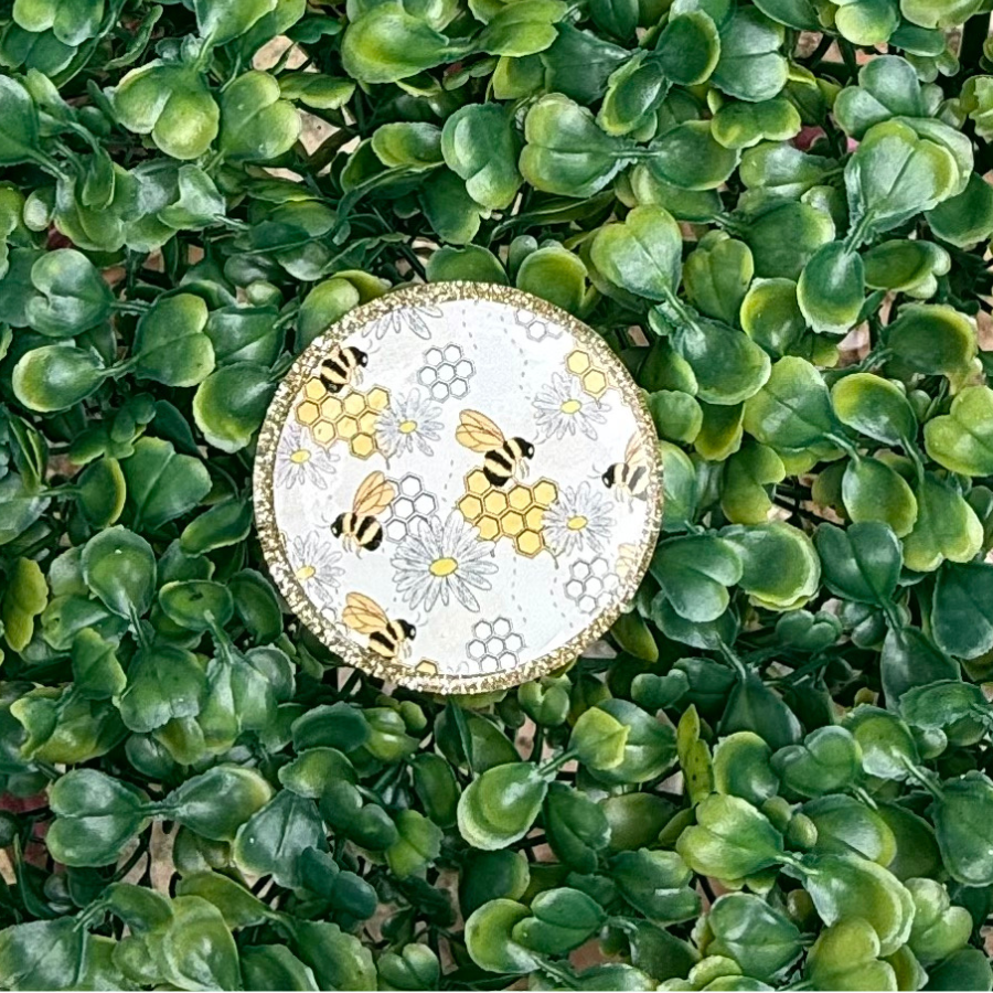 PYP- Honeybee & Honeycomb Daisy Glitter Acrylic Topper