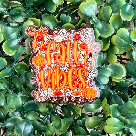 PYP-Fall Vibes Pumpkin and Bows Glitter Acrylic Topper