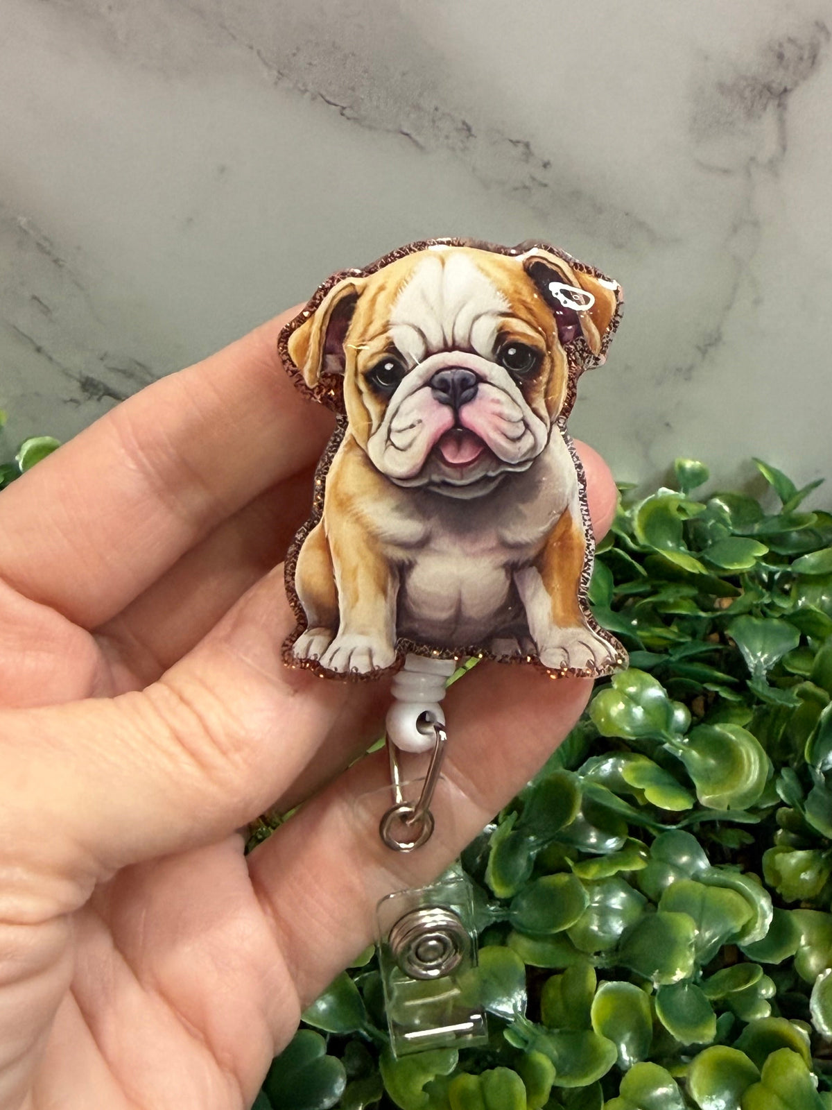 English Bulldog Badge Reel