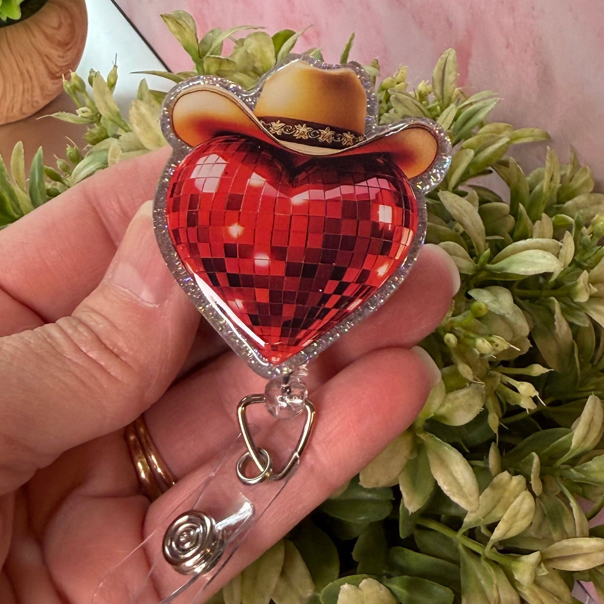 Cowboy Heart Disco Badge Reel