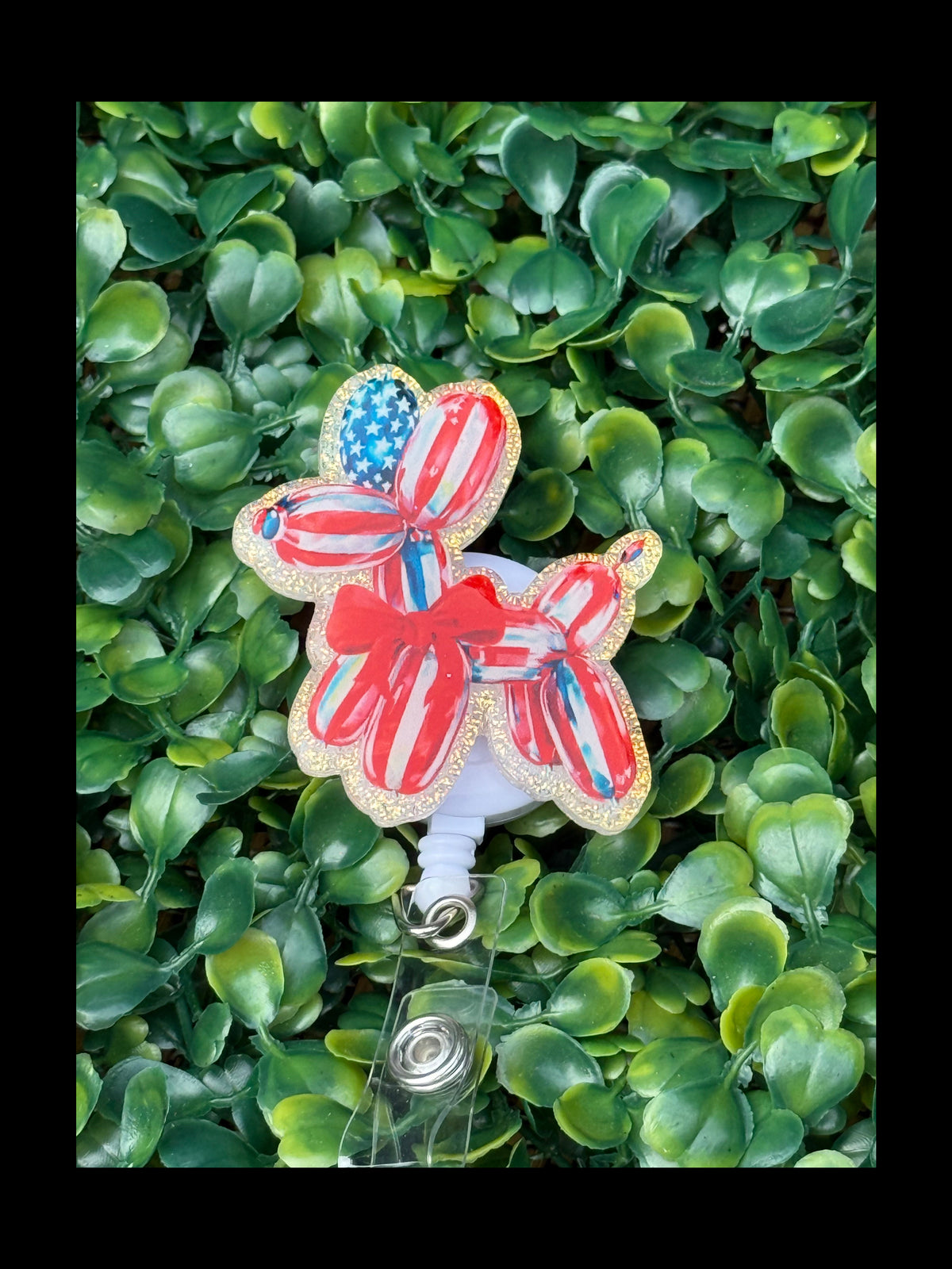 Patriotic Balloon Dog Badge Reel