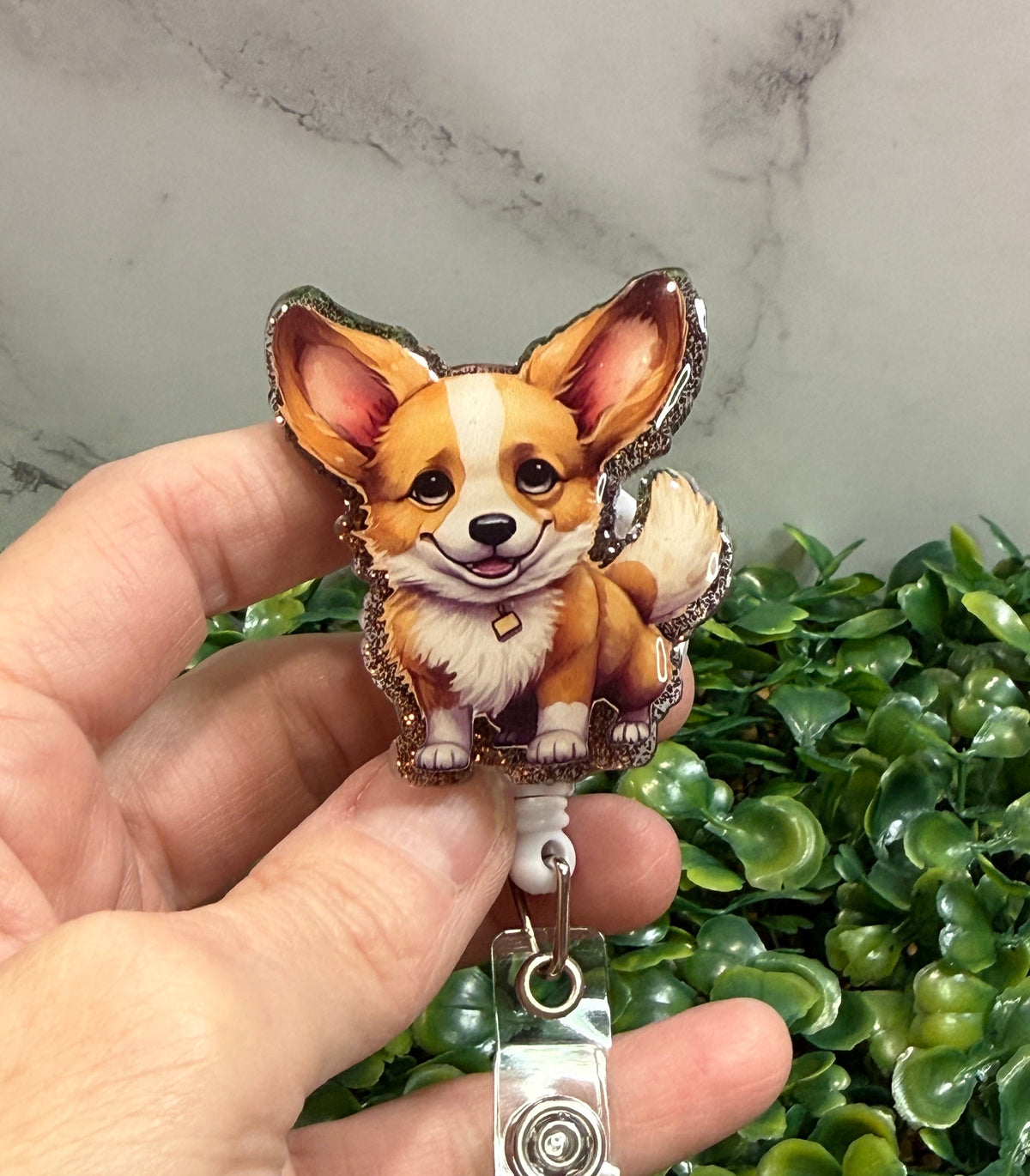 Corgi Badge Reel