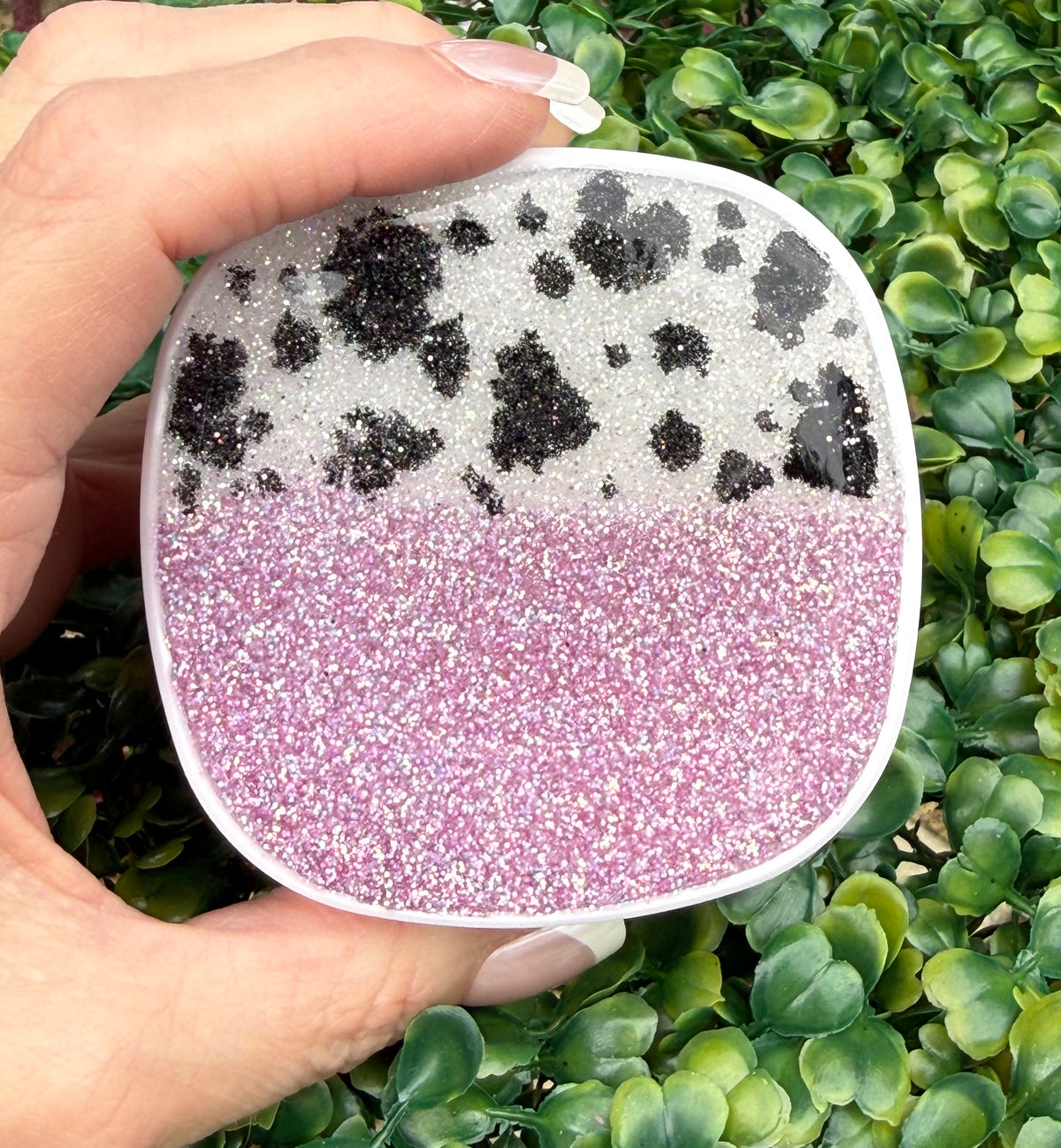 Purple Glitter Cow Print Desk Vacuum