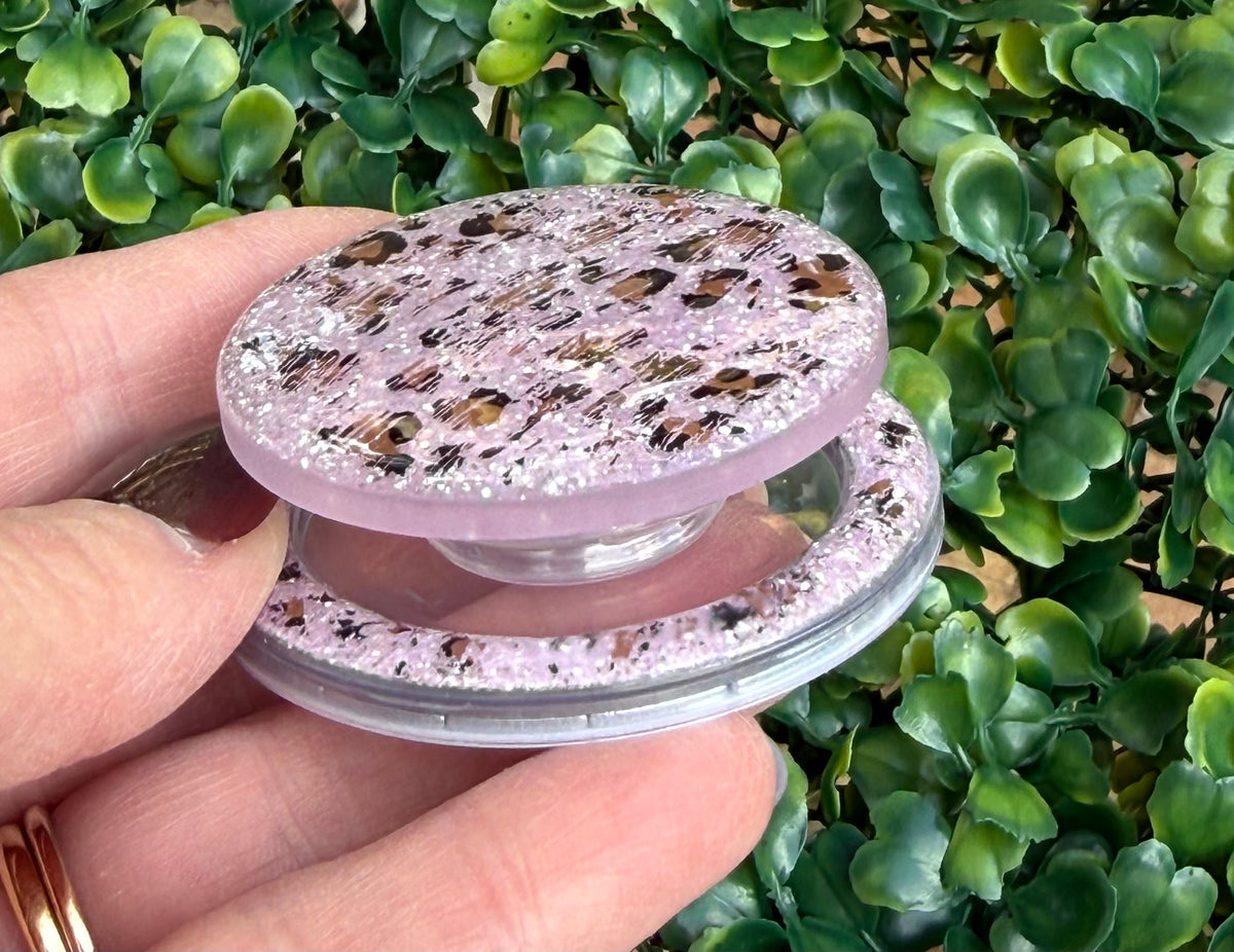 Lilac Leopard Glitter MagSafe Phone Grip