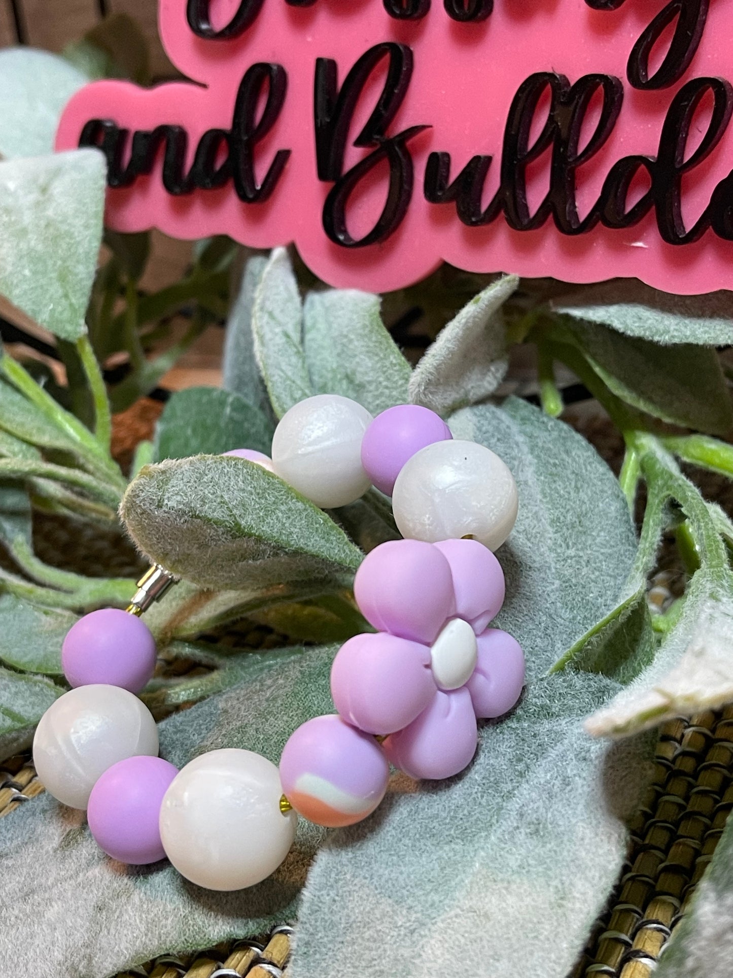 Lilac Puff Flower Swirl Cup Charm