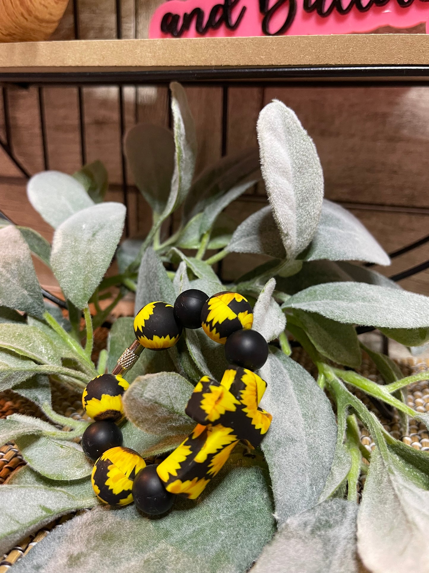 Sunflower Cross Car Charm