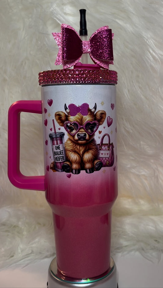 Custom 40 oz Ombre Shimmer Tumbler Pink